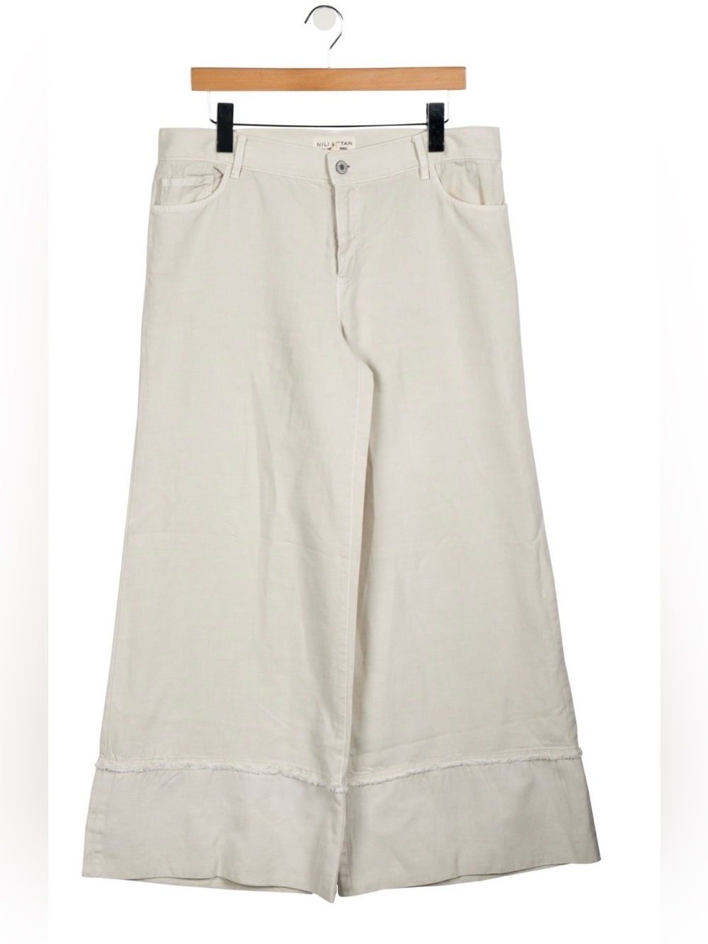 Nili Lotan Cream Wide-Leg Jeans